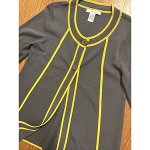 1960s Grace Mod Cardigan Retro Sweater In Grey And Mustard‎ Size Medium EUC
